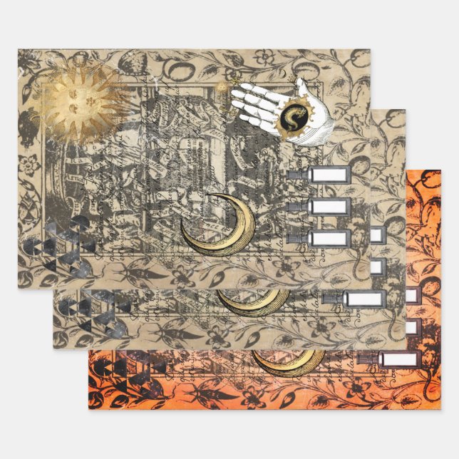 Halloween Witchcraft Medical Vintag Ephemera Geschenkpapier Set (Set)