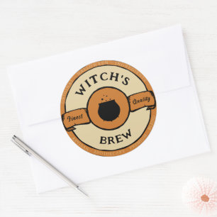 halloween witch's brew lable runder aufkleber