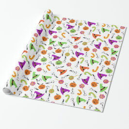 Halloween Witch's Hat Candies & Pumpkins Geschenkpapier