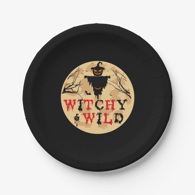 Halloween Witchy and Wild Geburtstag Pappteller (Vorderseite)