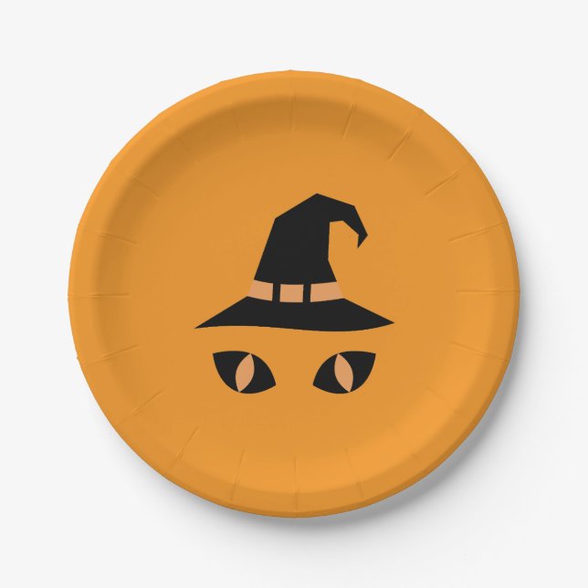 Halloween witchy cat pappteller (Vorderseite)