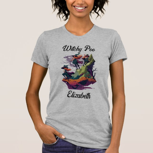 Halloween Witchy Poo T-Shirt, personalisieren T-Shirt (Vorderseite)