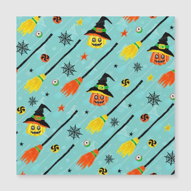 Halloween Witchy Seamless Theme Magnetkarte (Vorderseite)