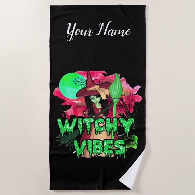 Halloween Witchy Vibes Strandtuch (Vorderseite)