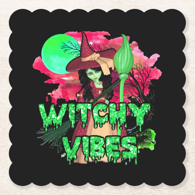 Halloween Witchy Vibes Untersetzer (Vorderseite)