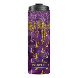Halloween Witz Lila Gold Glitzer Tropfen Tumbler Thermosbecher