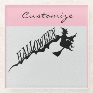 Halloween Witz Riding Broom Thunder_Cove Glasuntersetzer
