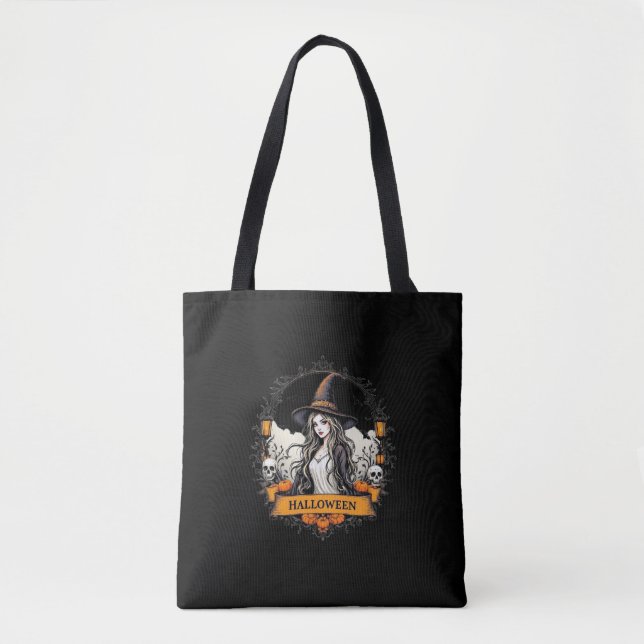 Halloween Witz & Skull Tote Bag Tasche (Vorderseite)