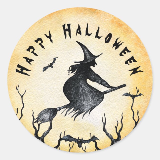 Halloween Witz Spooky Black Bats Runder Aufkleber (Vorderseite)