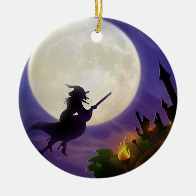 Halloween Witz Vollmond Keramik Ornament (Vorne)