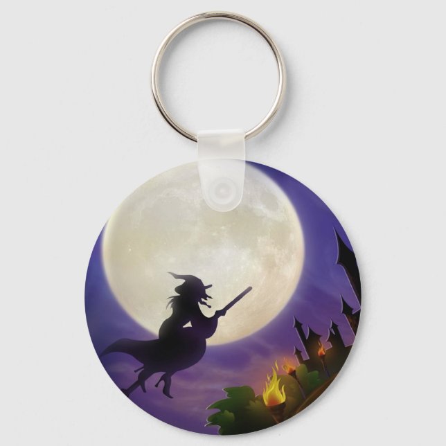 Halloween Witz Vollmond Schlüsselanhänger (Vorderseite)
