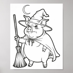 Halloween Wizard for Kids to Color and Paint T Poster
