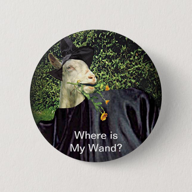 Halloween Wizard Goat Button (Vorderseite)