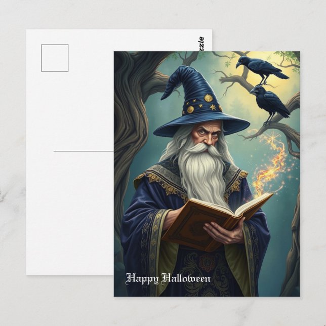 Halloween Wizard Postkarte (Vorne/Hinten)