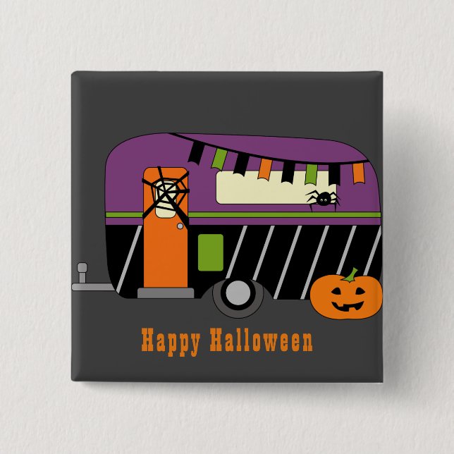 Halloween-Wohnmobil-Camper  Button (Vorderseite)