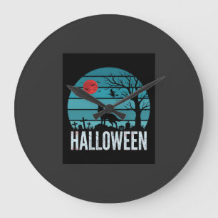 Halloween-Wolf-Friedhofs-Mond-Vektor Große Wanduhr