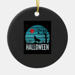 Halloween-Wolf-Friedhofs-Mond-Vektor Keramik Ornament