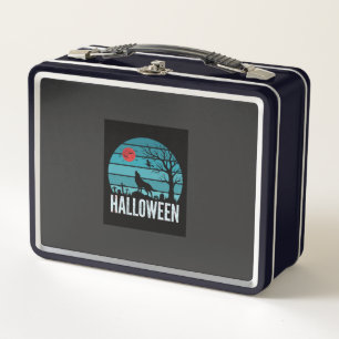 Halloween-Wolf-Friedhofs-Mond-Vektor Metall Brotdose