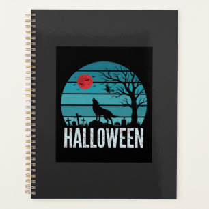 Halloween-Wolf-Friedhofs-Mond-Vektor Planer