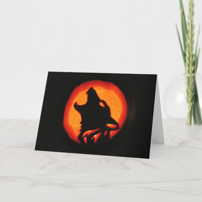 Halloween Wolf Howling Karte (Vorderseite)