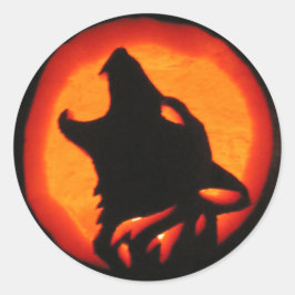 Halloween Wolf Howling Runder Aufkleber