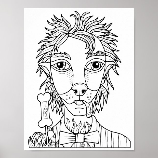 Halloween Wolf Lollipop-Farbseiten-Kunstposter Poster (Vorne)