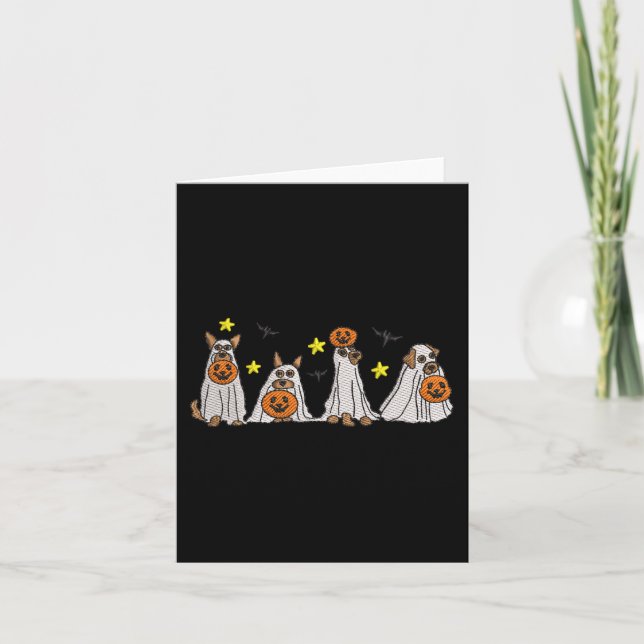Halloween Women Ghost Hund Stickerei Effekt Design Karte (Vorderseite)