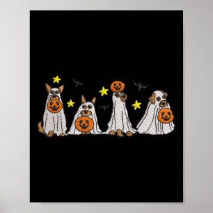Halloween Women Ghost Hund Stickerei Effekt Design Poster