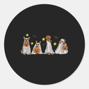 Halloween Women Ghost Hund Stickerei Effekt Design Runder Aufkleber