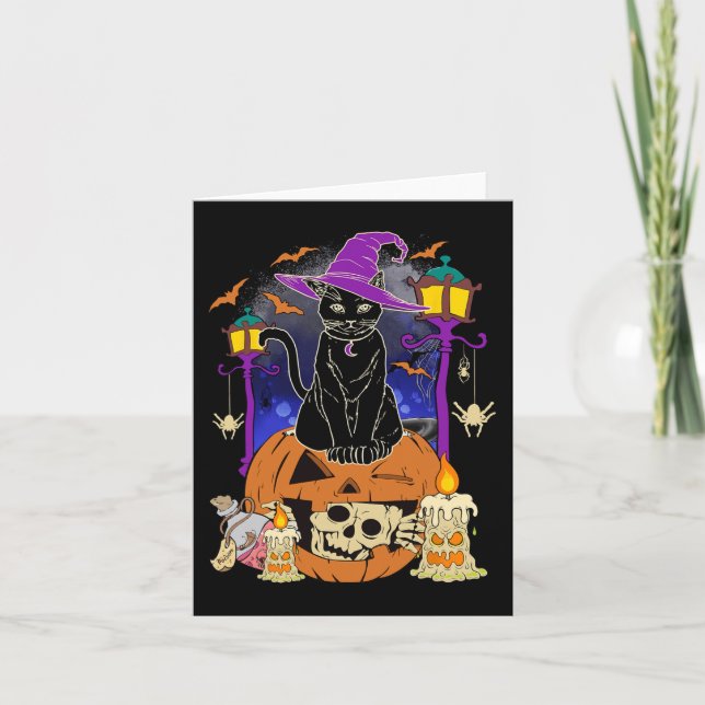 Halloween Women Men Kids Halloween Black Cat Pump Karte (Vorderseite)