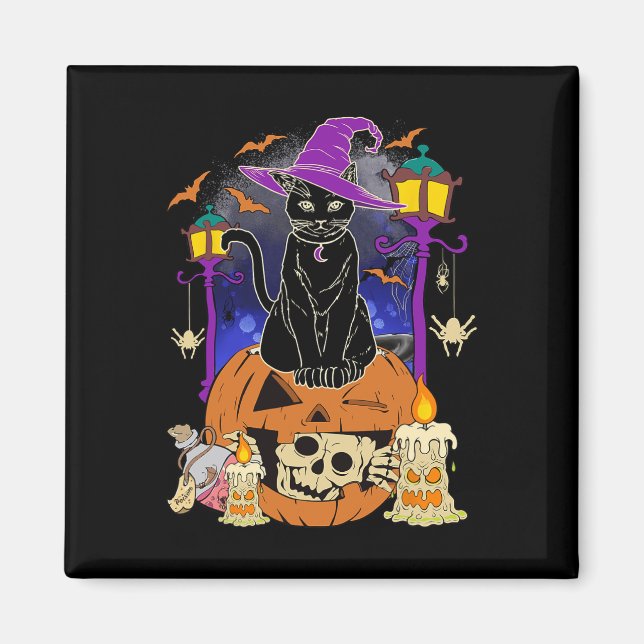 Halloween Women Men Kids Halloween Black Cat Pump Magnet (Vorne)
