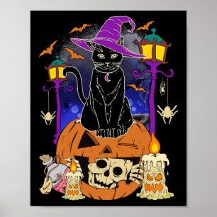 Halloween Women Men Kids Halloween Black Cat Pump Poster