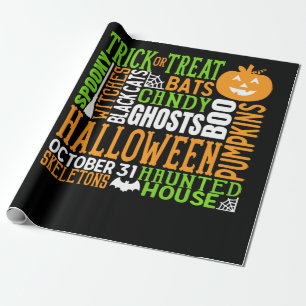 Halloween Word Jumble Niedlich Spirit Pumpkin Geschenkpapier