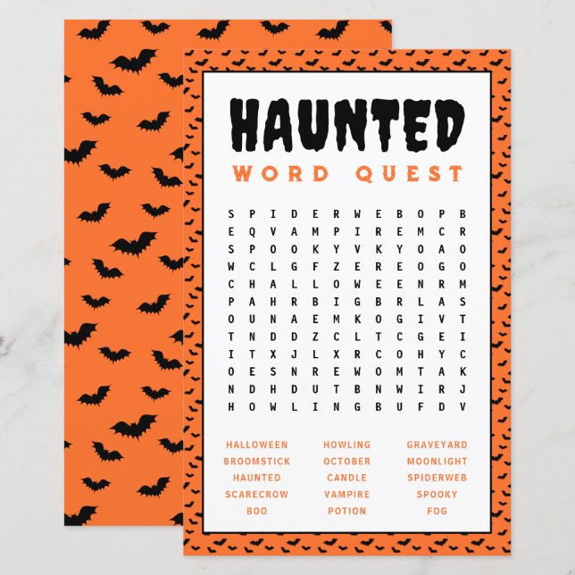 Halloween Word Search Game | Spuk Word Games (Vorne/Hinten)