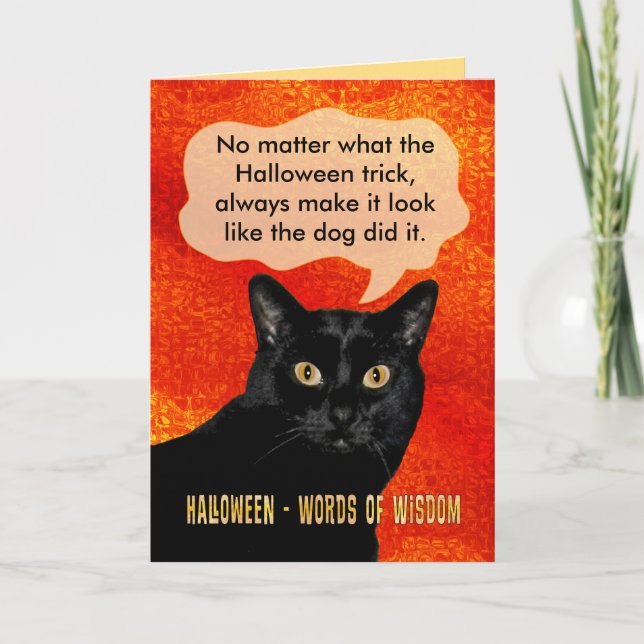 Halloween Worte der Weisheit Katze Karte (Vorderseite)