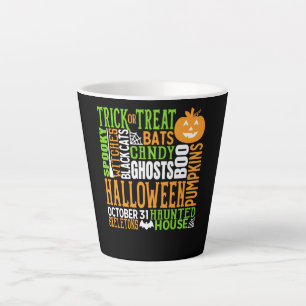 Halloween-Wortgewirr Bunt Süß Spinne Kürbis Milchtasse