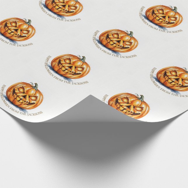 Halloween Wrapping Paper - Carved Pumpkin, Custom Geschenkpapier (Ecke)