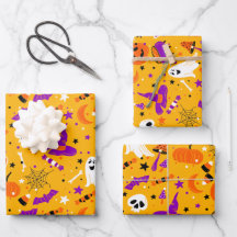 Halloween Wrapping Paper Flat Sheet Set 3
