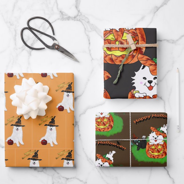 Halloween Wrapping Paper Flat Sheet Set 3 Geschenkpapier Set (Vorderseite)