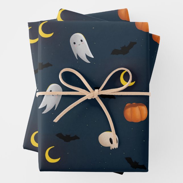 Halloween Wrapping Paper Flat Sheet Set 3 Geschenkpapier Set (Beispiel)