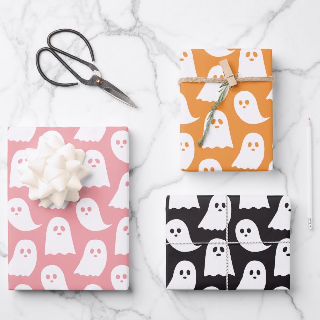 Halloween Wrapping Paper Flat Sheet Set 3 Geschenkpapier Set (Vorderseite)