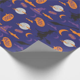 Halloween Wrapping Paper: Hexe, Broom und Mond Geschenkpapier
