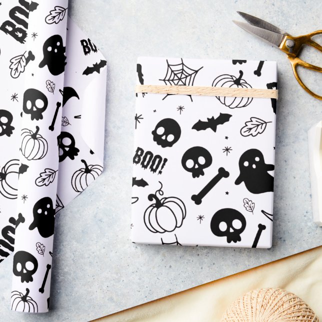 Halloween Wrapping Paper Niedlich Kids Schwarz-wei Geschenkpapier (Von Creator hochgeladen)