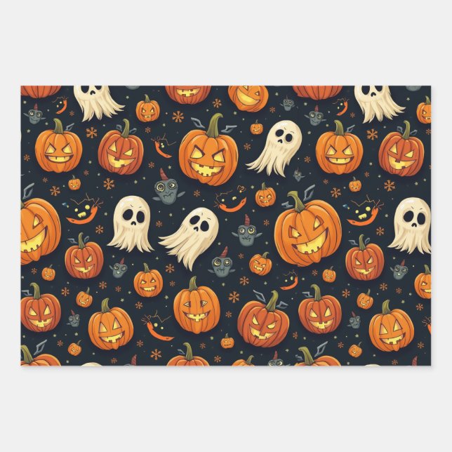 Halloween Wrapping Paper Sheets Geschenkpapier Set (Vorderseite 3)