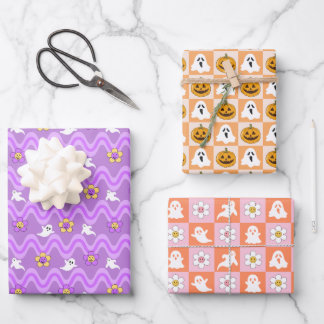 Halloween Wrapping Paper Sheets Set 3 Geschenkpapier Set
