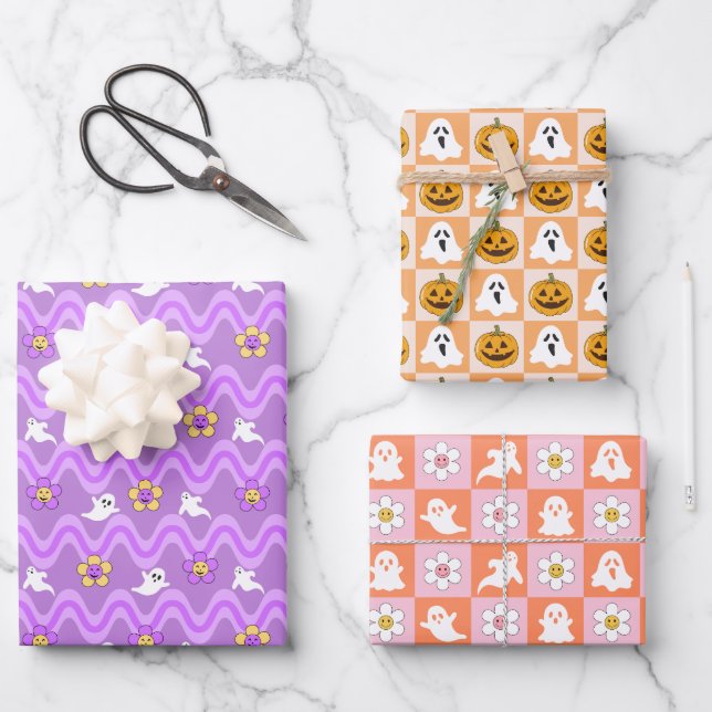Halloween Wrapping Paper Sheets Set 3 Geschenkpapier Set (Vorderseite)