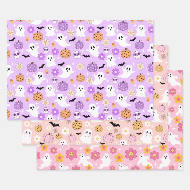 Halloween Wrapping Paper Sheets Set 3 Geschenkpapier Set (Set)