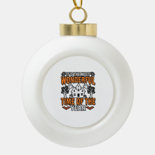 Halloween Wundervolle Zeit Des Jahres Vintage-Shir Keramik Kugel-Ornament