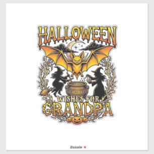 Halloween-Wünsche Opa Fledermaus Hexen-Kessel_1 Aufkleber