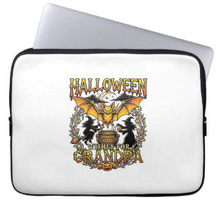 Halloween-Wünsche Opa Fledermaus Hexen Kessel_1 Laptopschutzhülle